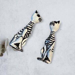 Vintage Mexican Day of The Dad Cat Sculpture Figure Set Figurine Paper Mache